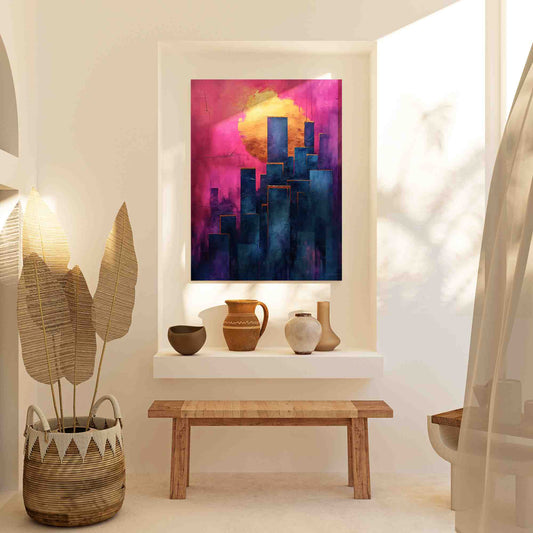Big City of USA - Abstract Wall Art in Black Frame