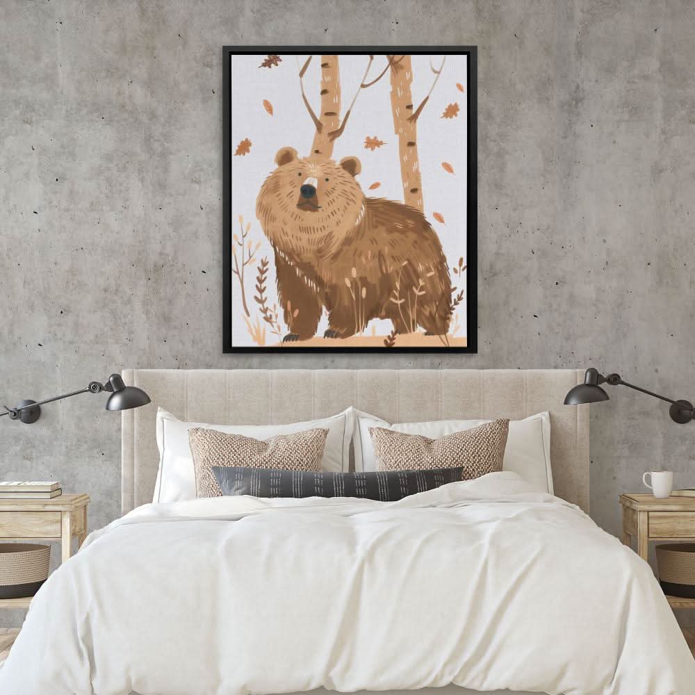 Big Forest Bear - Bear Wall Art in Black Frame
