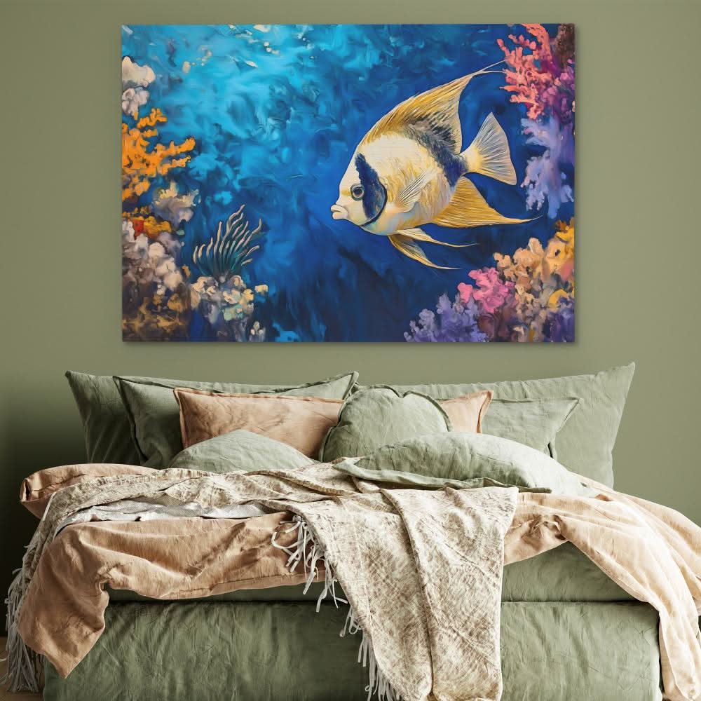 Big Lips Fish - Blue Canvas Wall Art