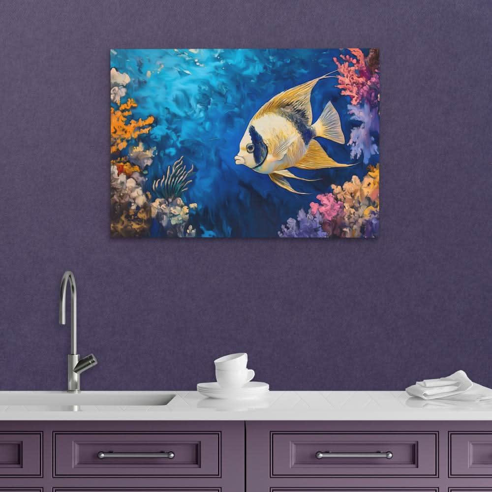 Big Lips Fish - Beach House Wall Art in Black Frame