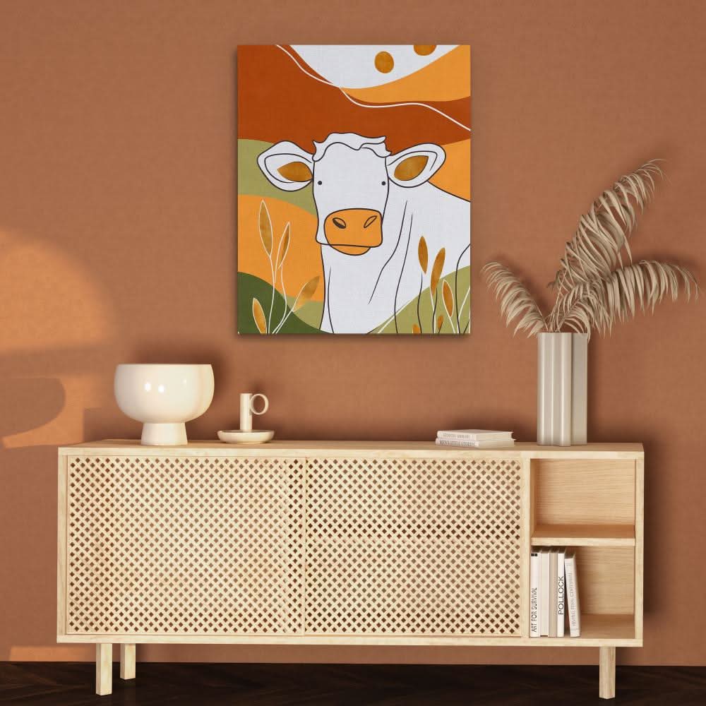 Big Moo - Bohemian Wall Art in Black Frame