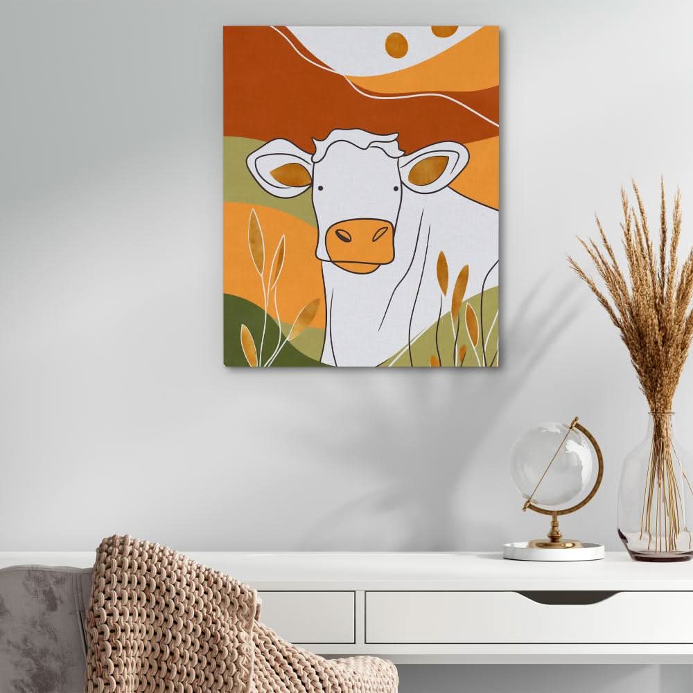 Big Moo - Modern Green Canvas Wall Art