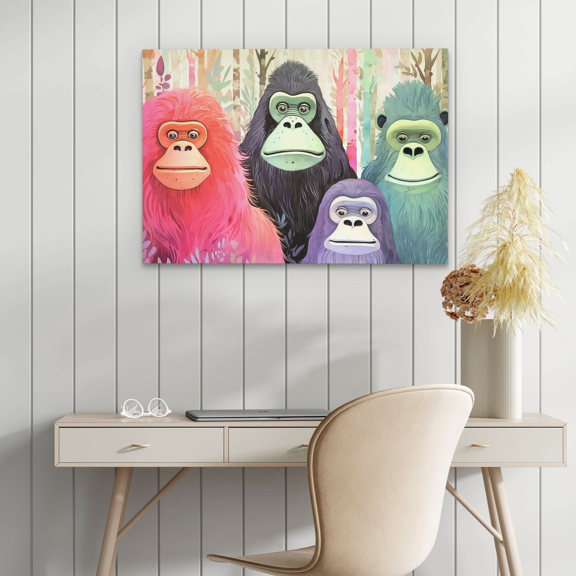 Bigfoot Family - Pink Wall Art