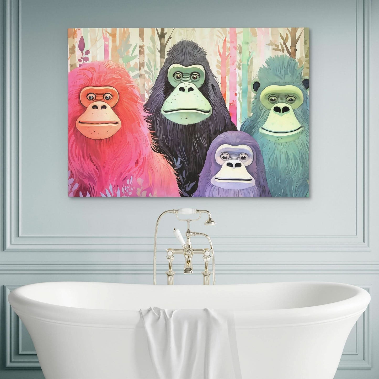 Bigfoot Family - Large Watercolor Canvas Print