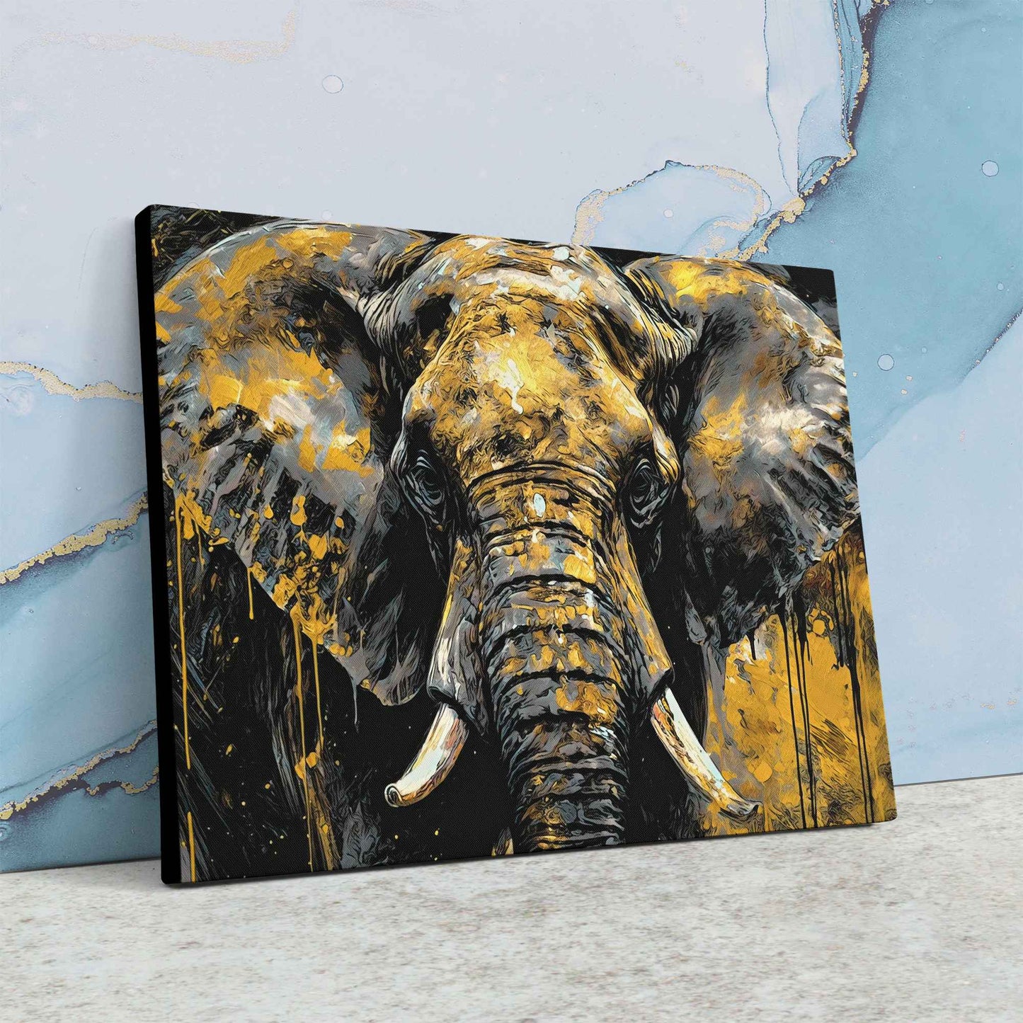 Black and Gold Elephant - Animals Art