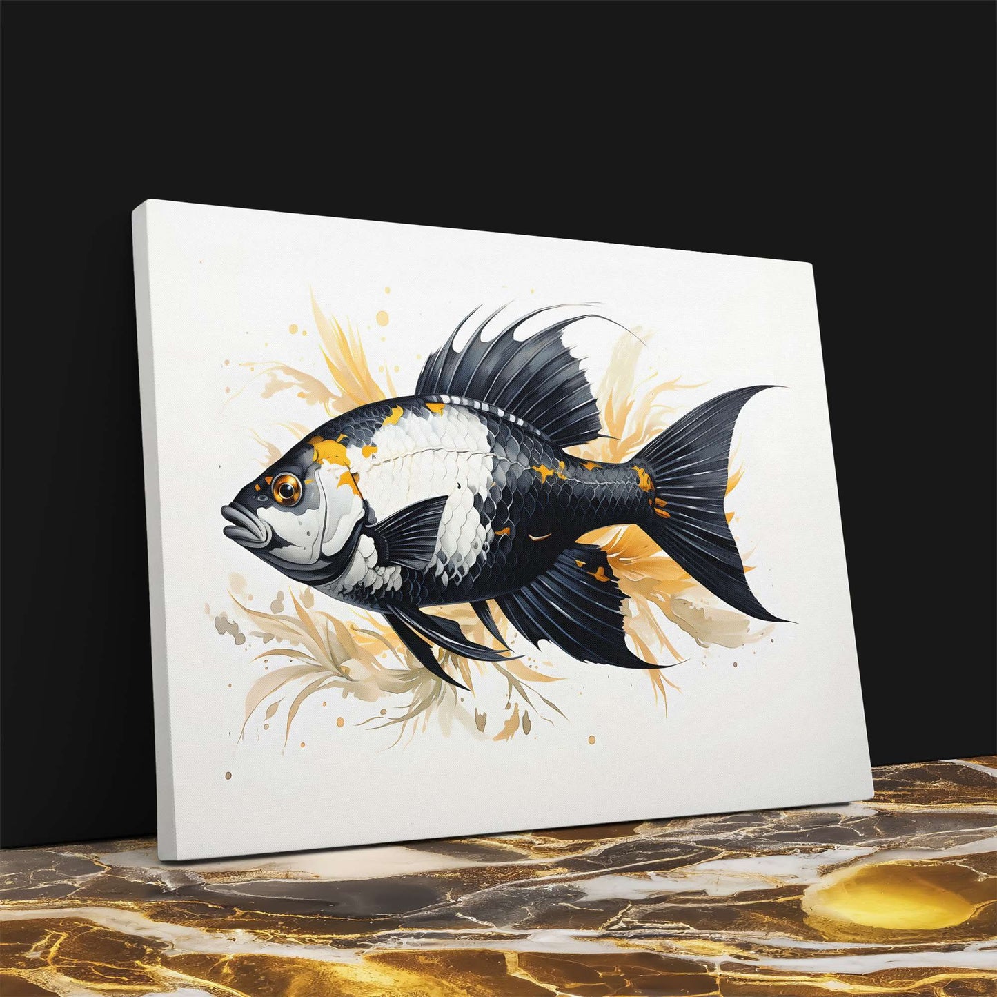 Black and Gold Fantasia - Wall Art in Black Frame