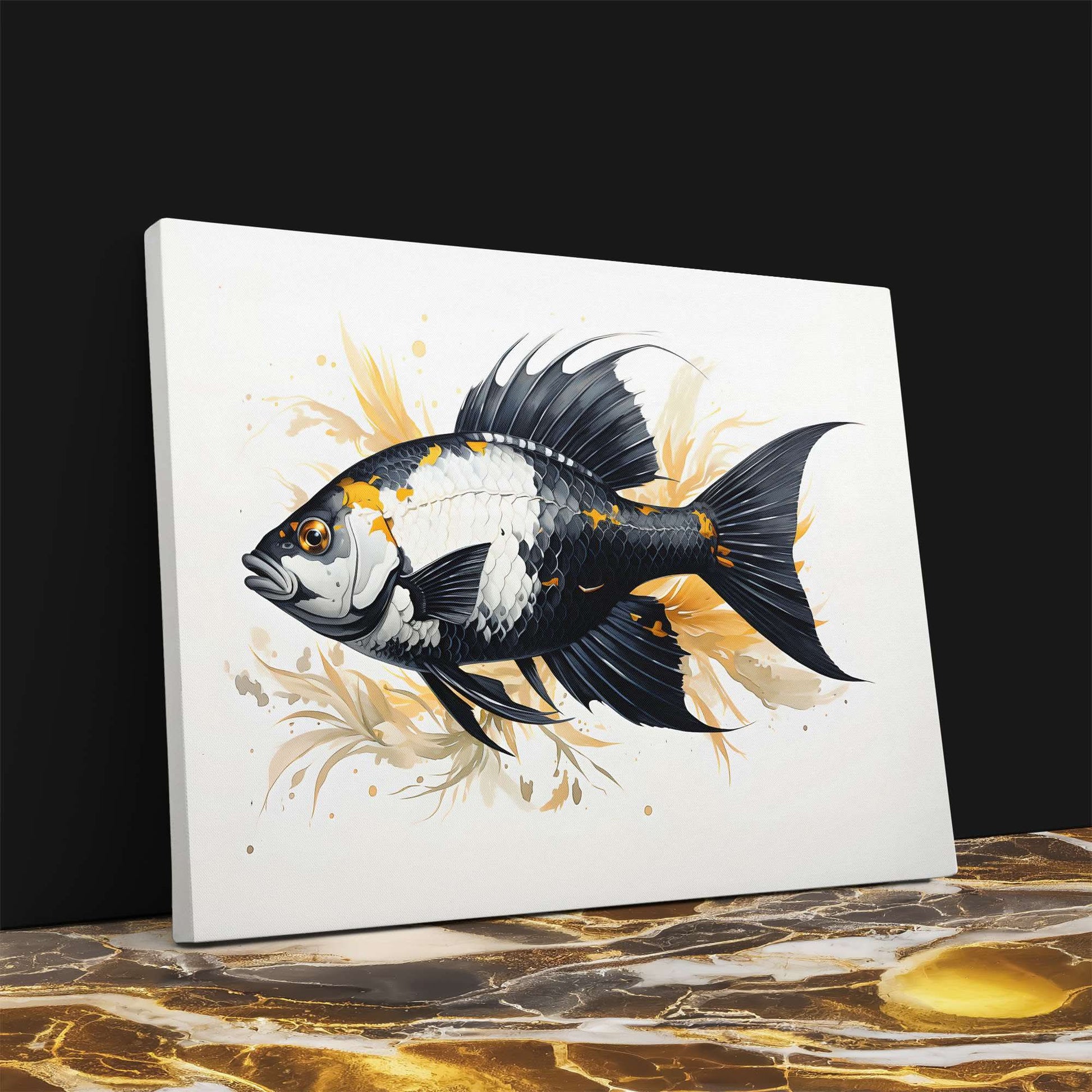 Black and Gold Fantasia - Wall Art in Black Frame