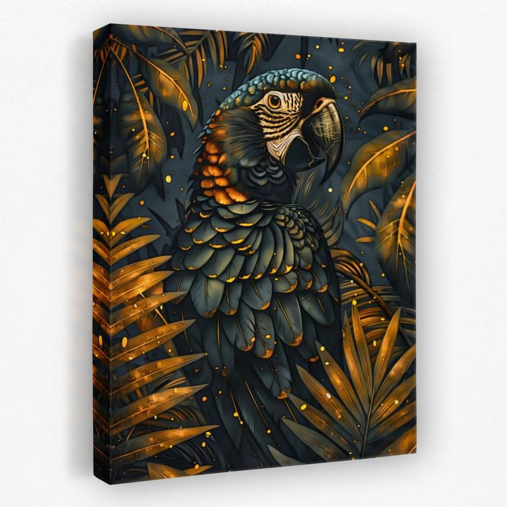 Black and Gold Parrot - Animals Canvas Wall Art