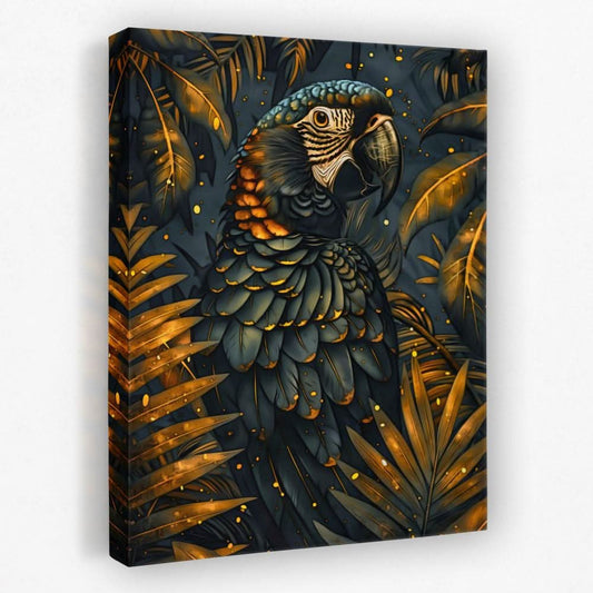 Black and Gold Parrot - Animals Canvas Wall Art