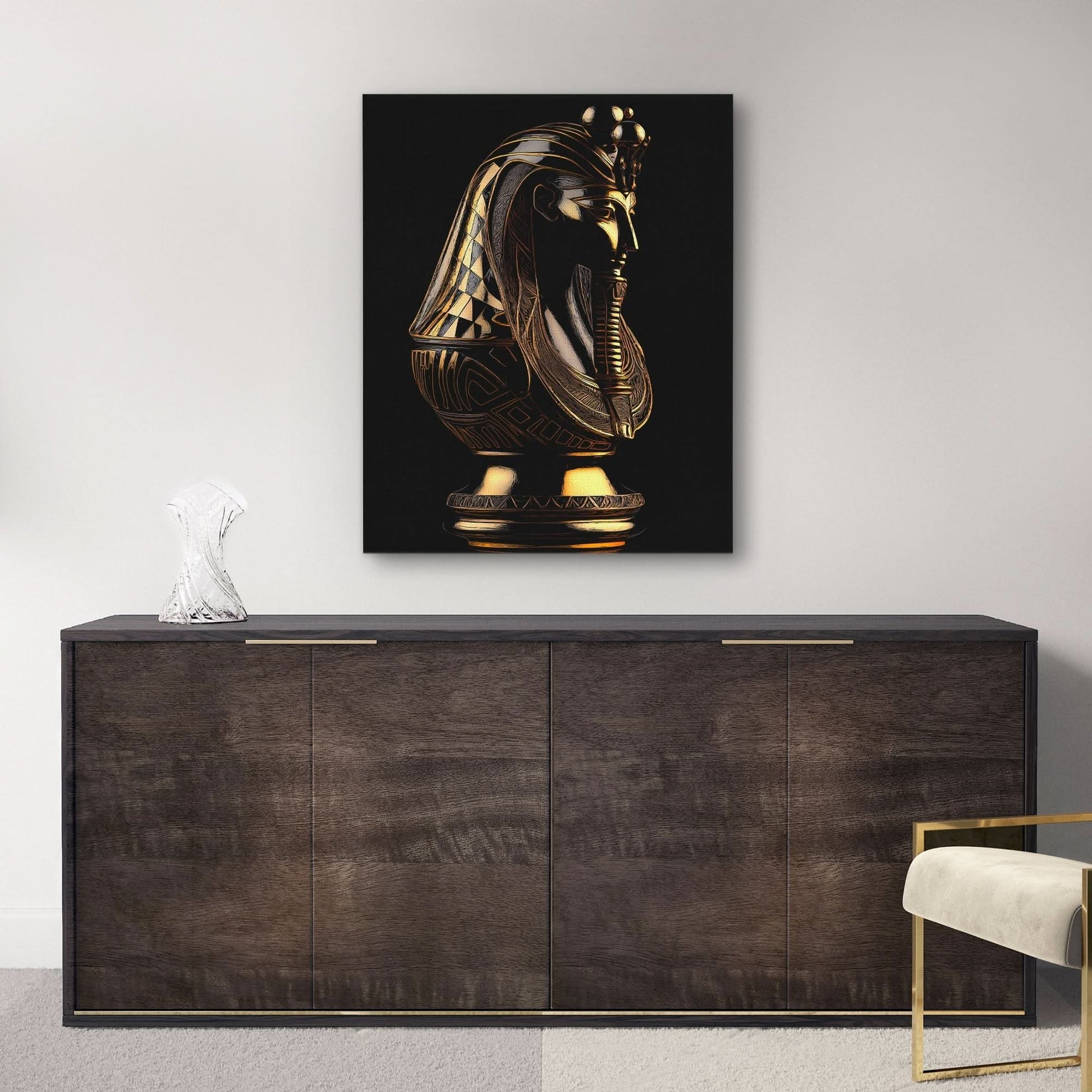 Black and Gold Pharaoh - Chess Art