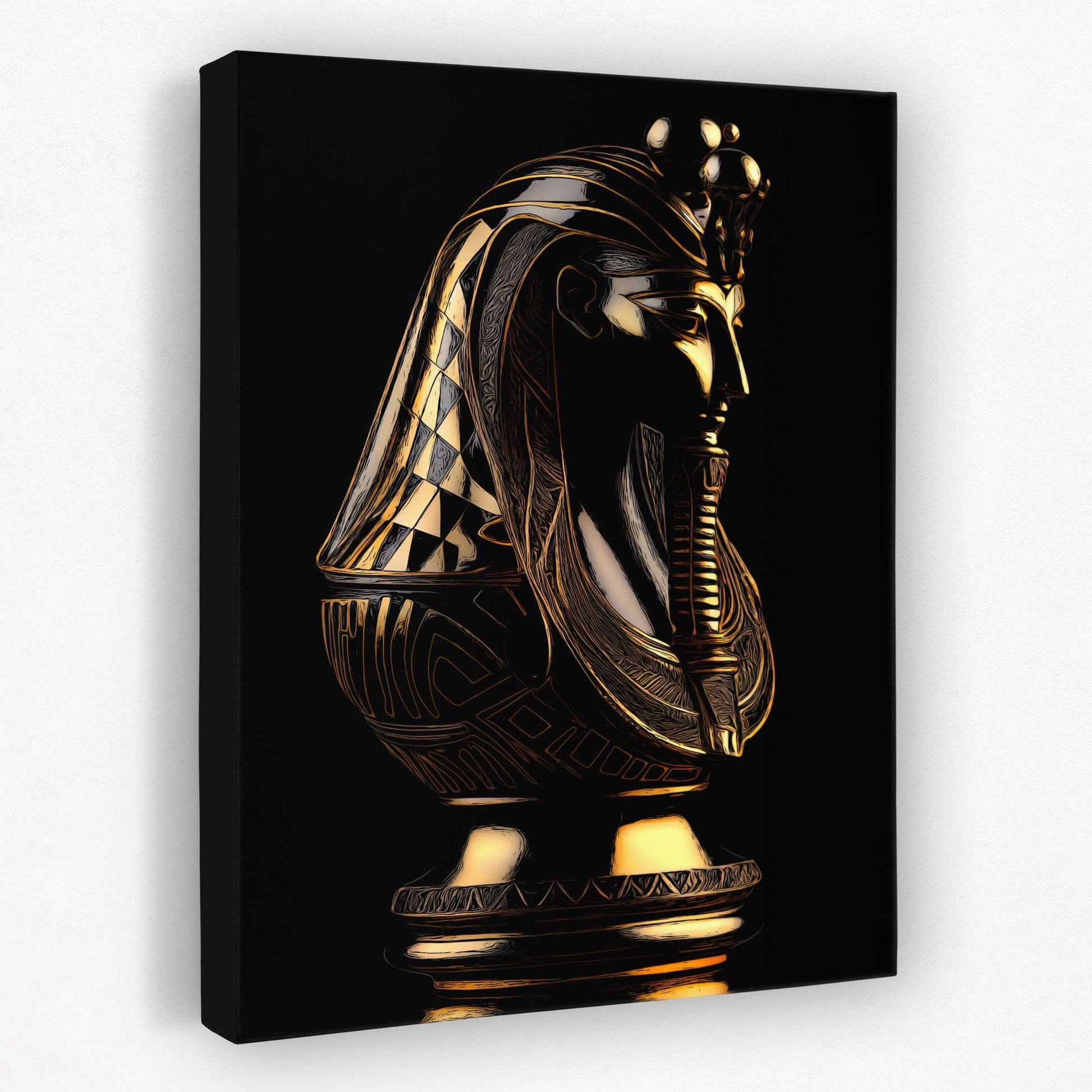 Black and Gold Pharaoh - Chess Canvas Wall Art