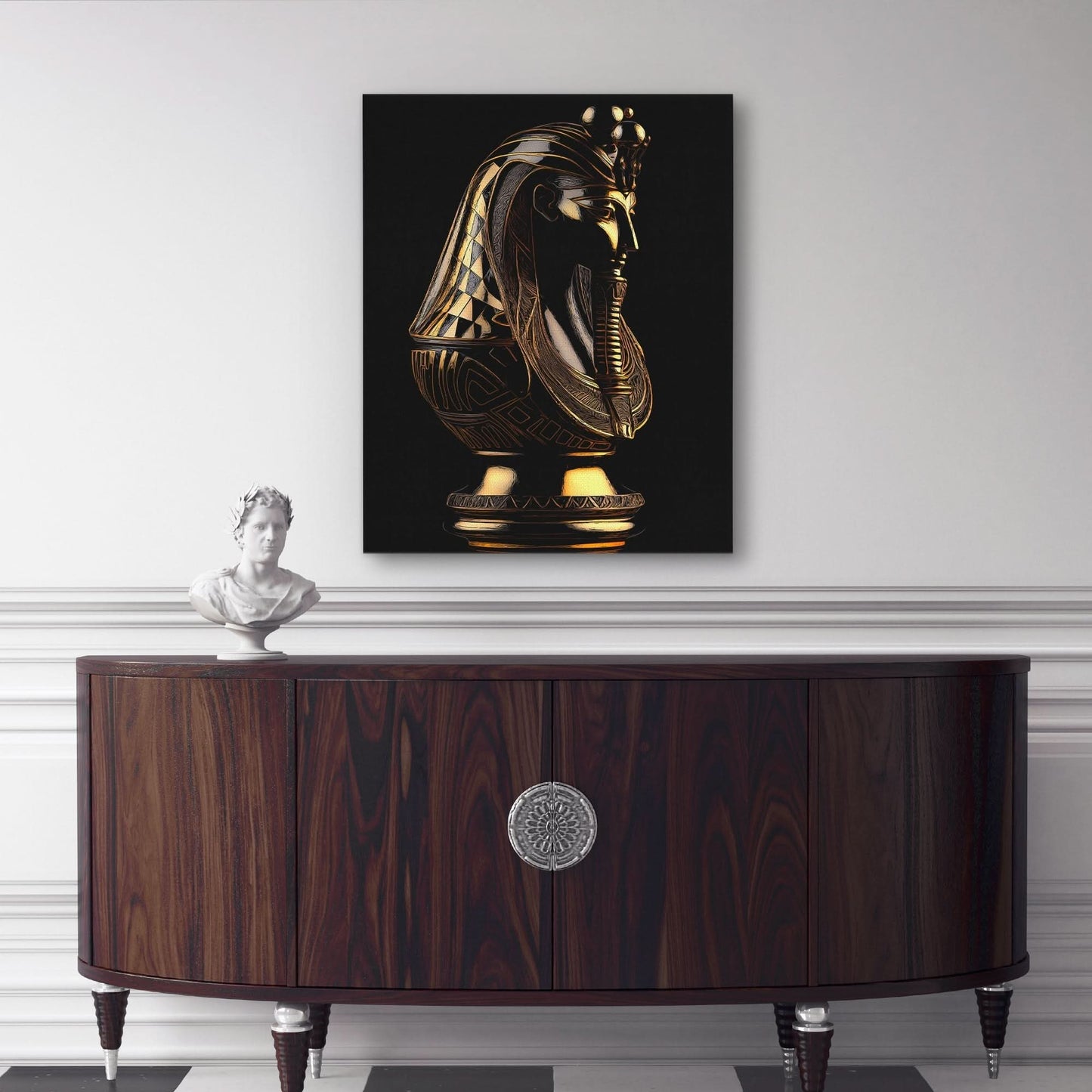 Black and Gold Pharaoh - Black Wall Art