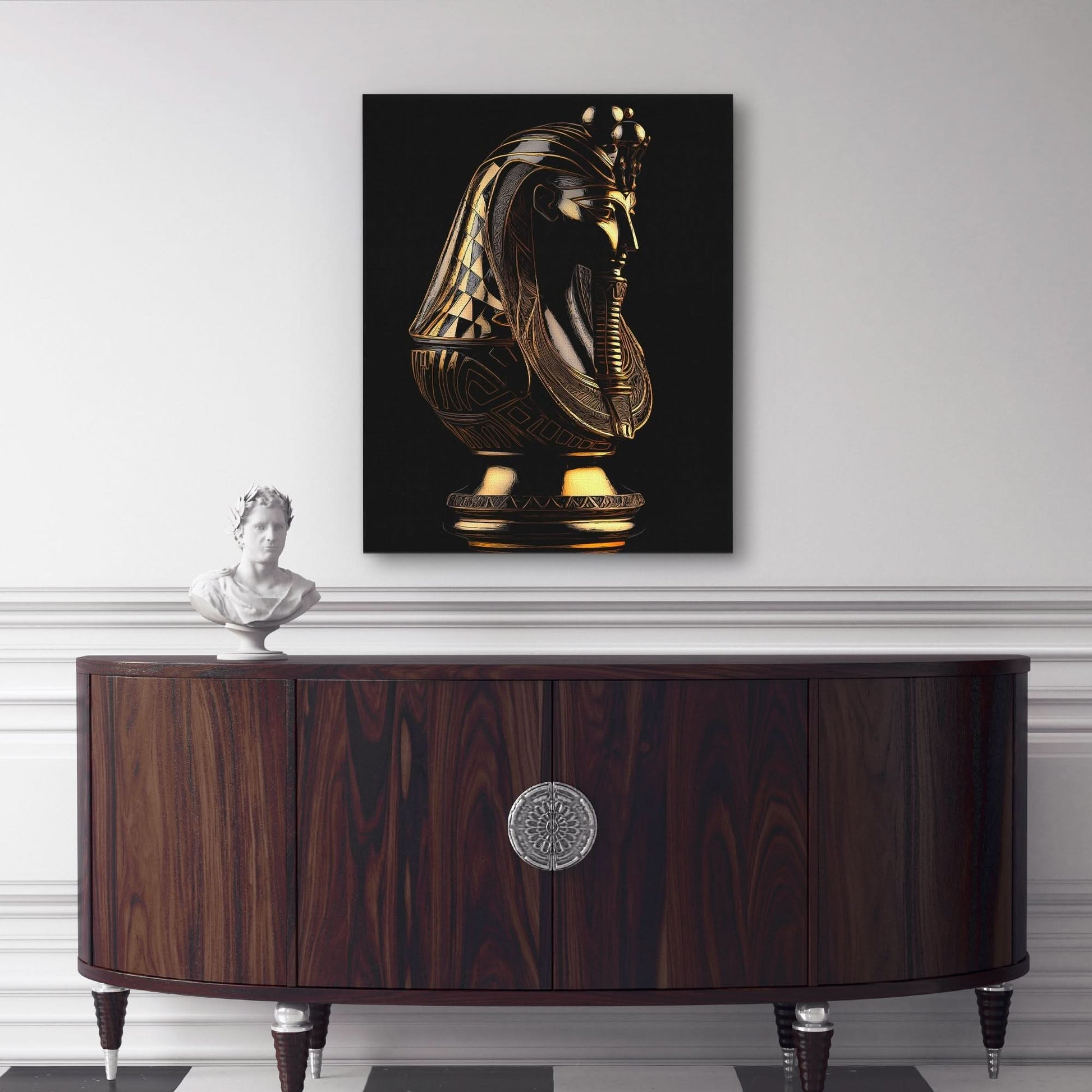 Black and Gold Pharaoh - Black Wall Art