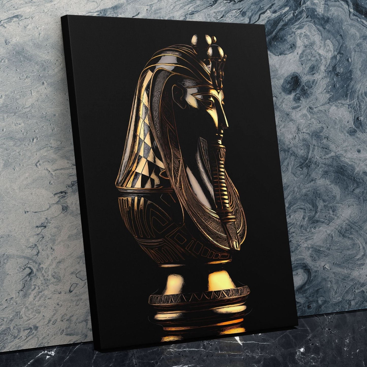 Black and Gold Pharaoh - Black Egyptian Canvas Print