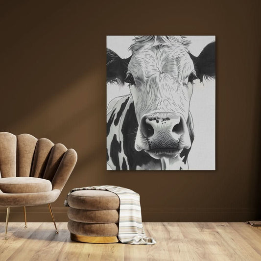 Black and White Bovine - Wall Art in Black Frame