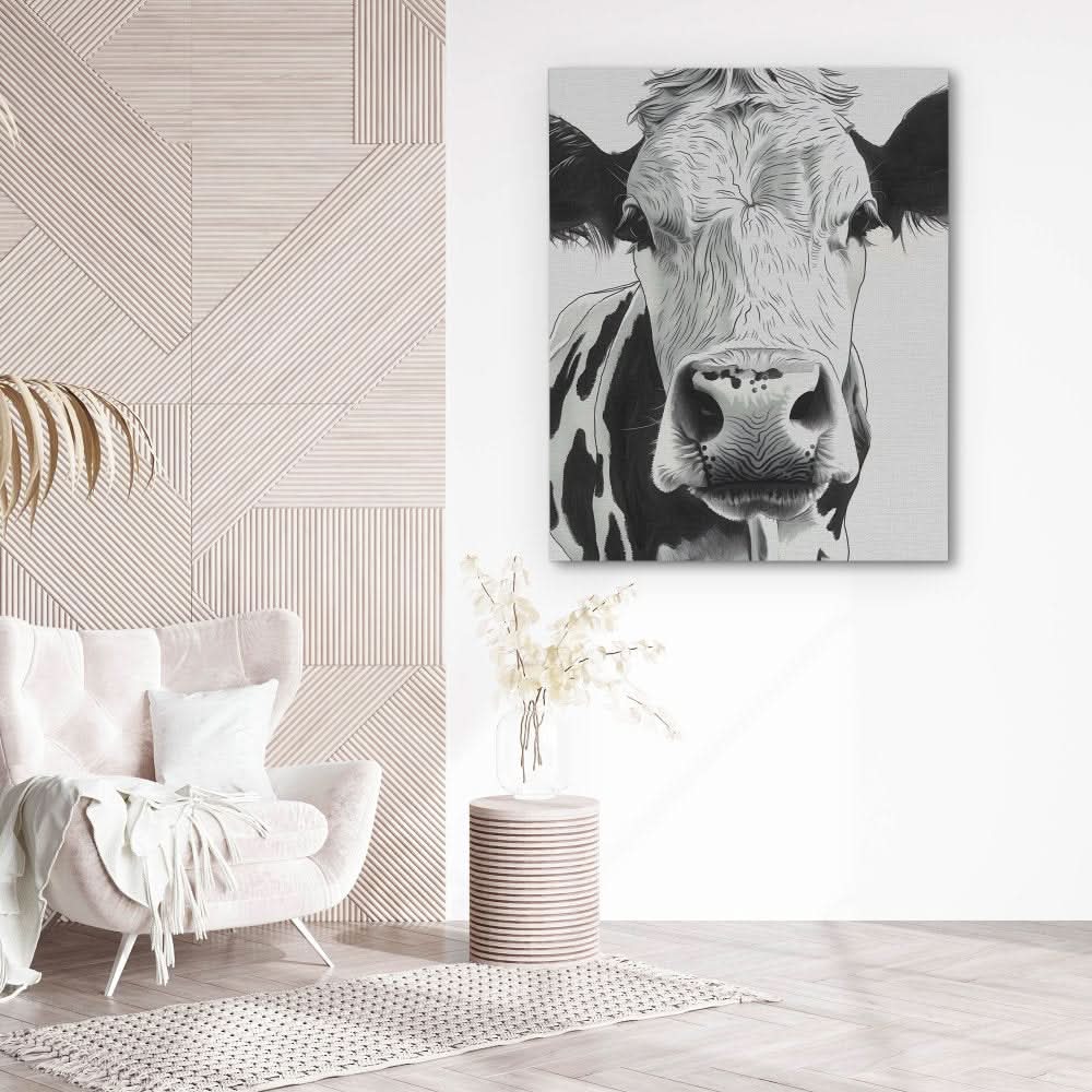 Black and White Bovine - Neutral Wall Art