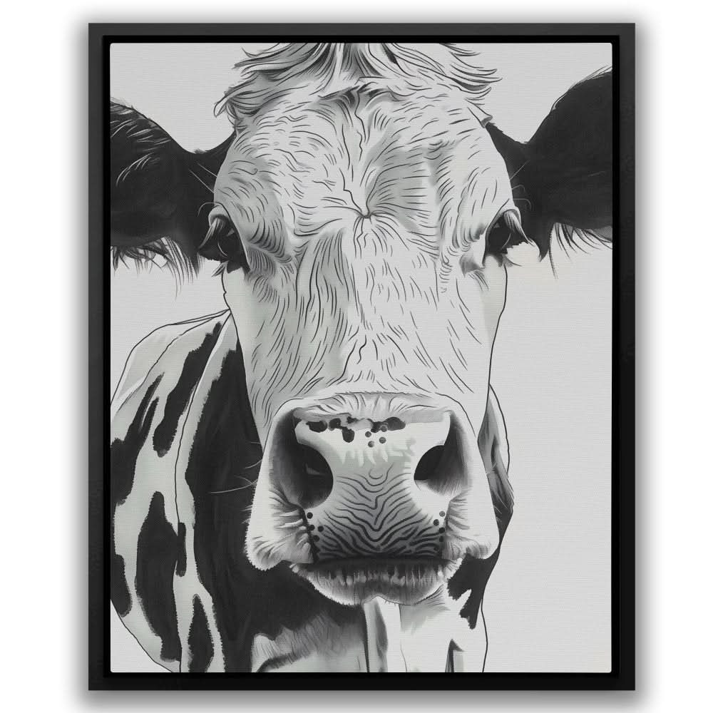 Black and White Bovine - Large Canvas Print