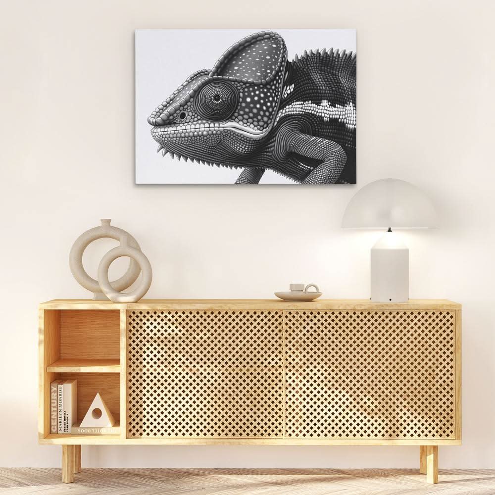 Black and White Chameleon - Wall Art for Office