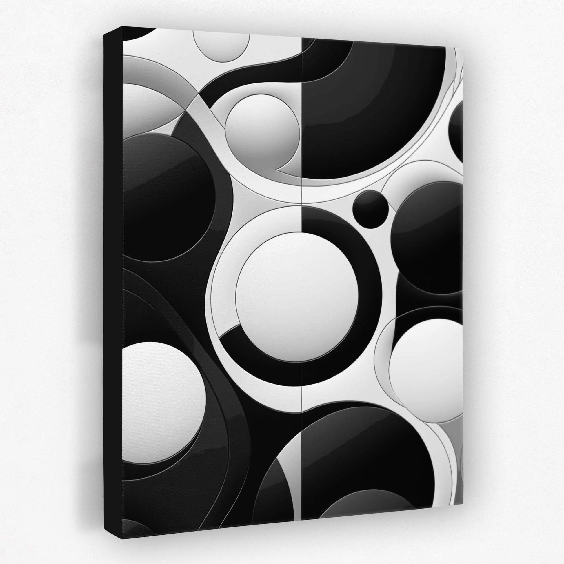 Black and White Circles - Large Abstract Canvas Print