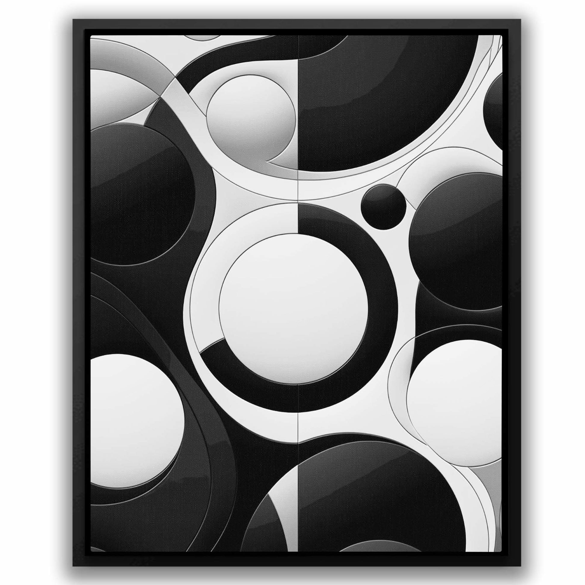 Black and White Circles - Minimalist Canvas Wall Art