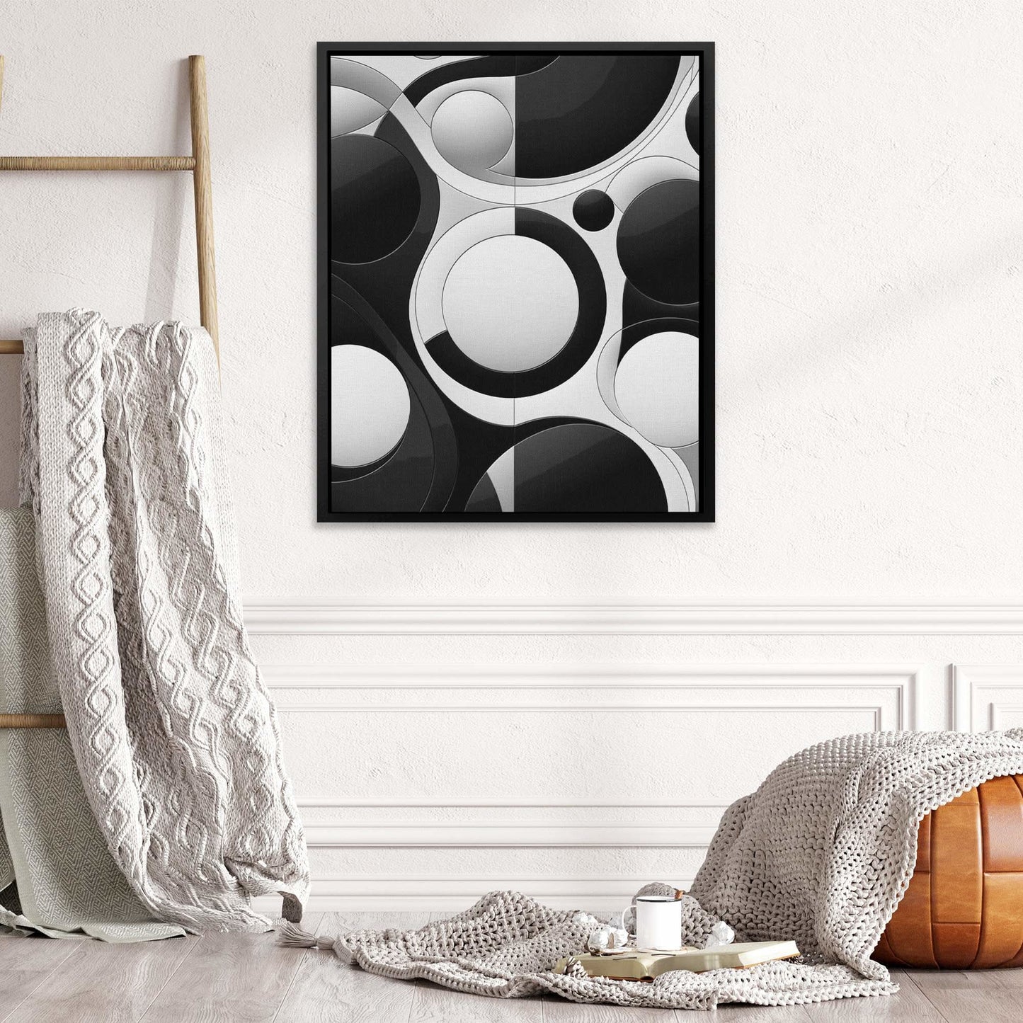 Black and White Circles - Minimalist Wall Art Print