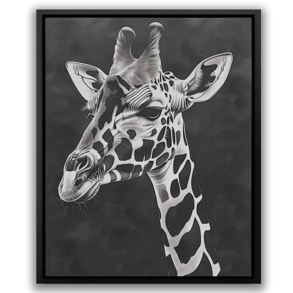 Black and White Giraffe - Wall Art in Black Frame