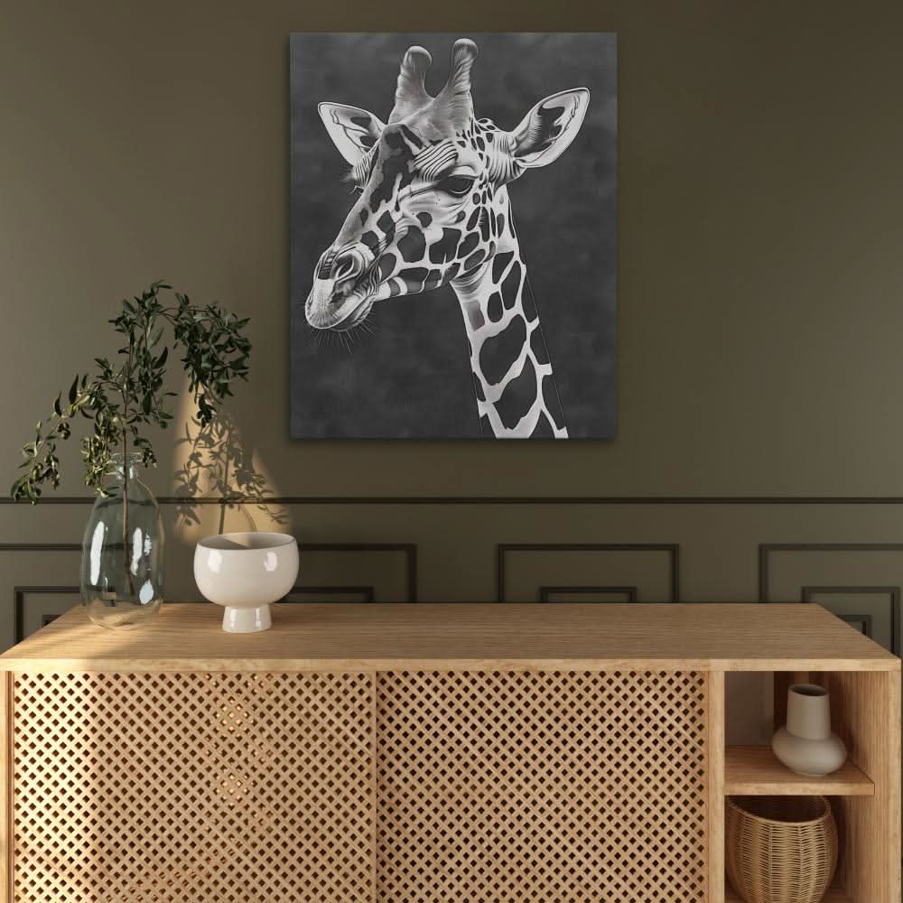 Black and White Giraffe - Large Canvas Print