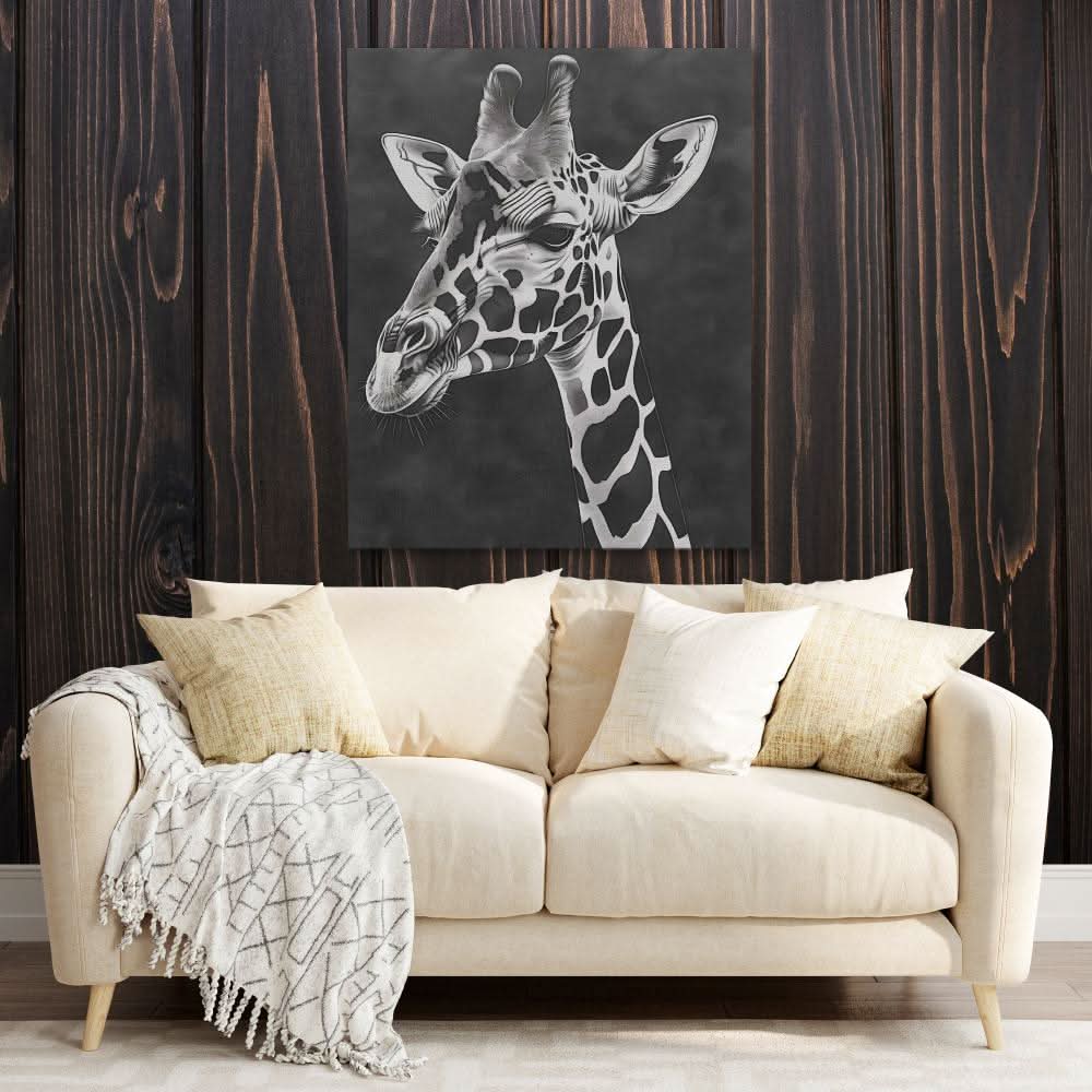 Black and White Giraffe - Animals Canvas Print