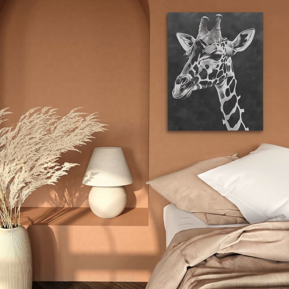 Black and White Giraffe - Framed Art Print