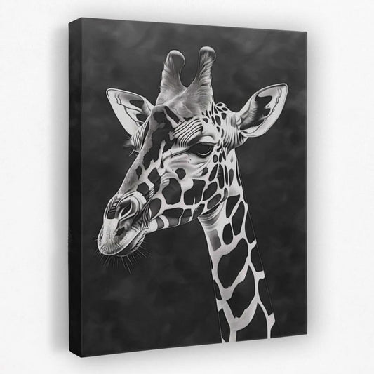 Black and White Giraffe - Africa Canvas Wall Art