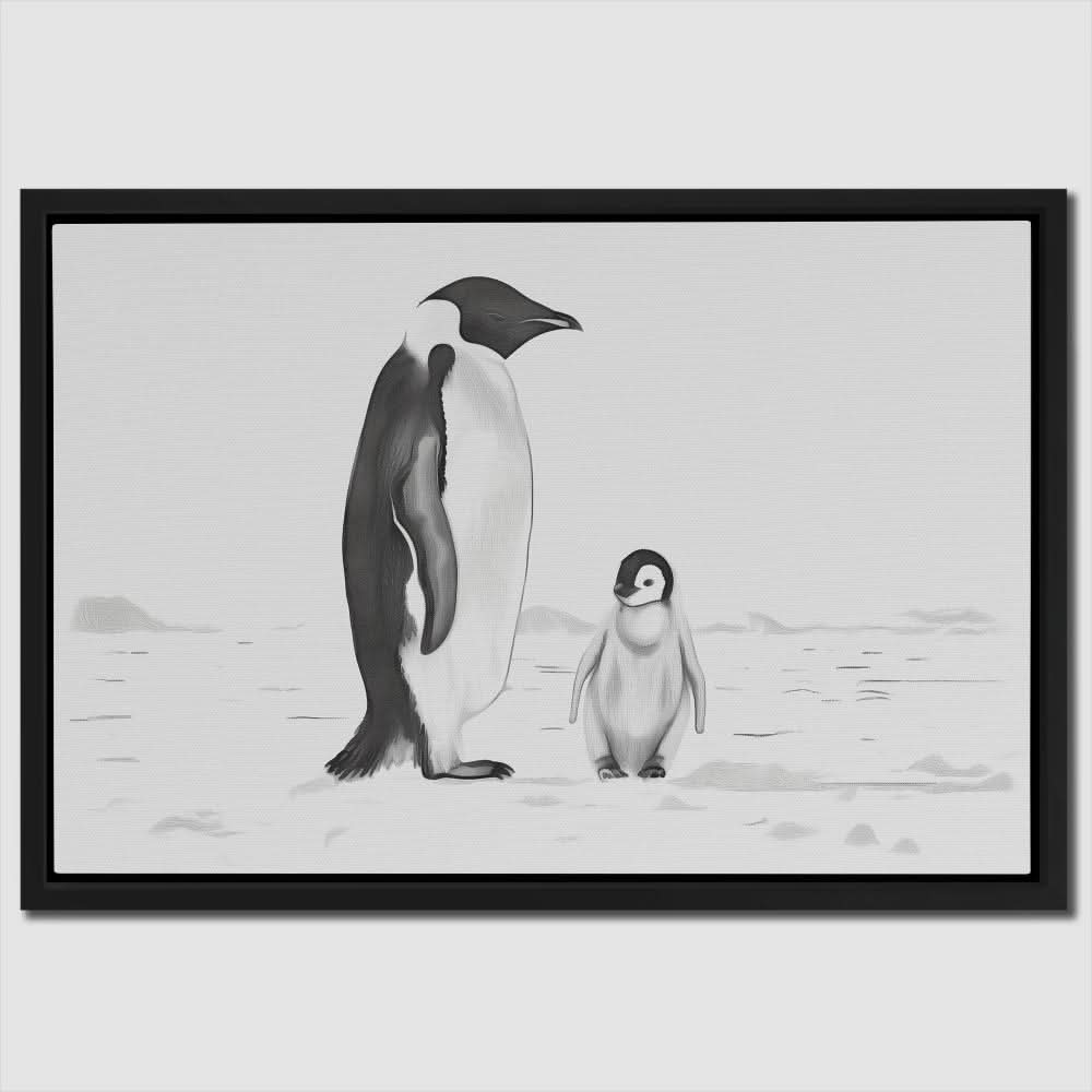 Black and White Penguins - Large Minimalist Canvas Print