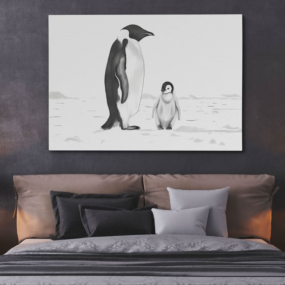 Black and White Penguins - Framed Art Print