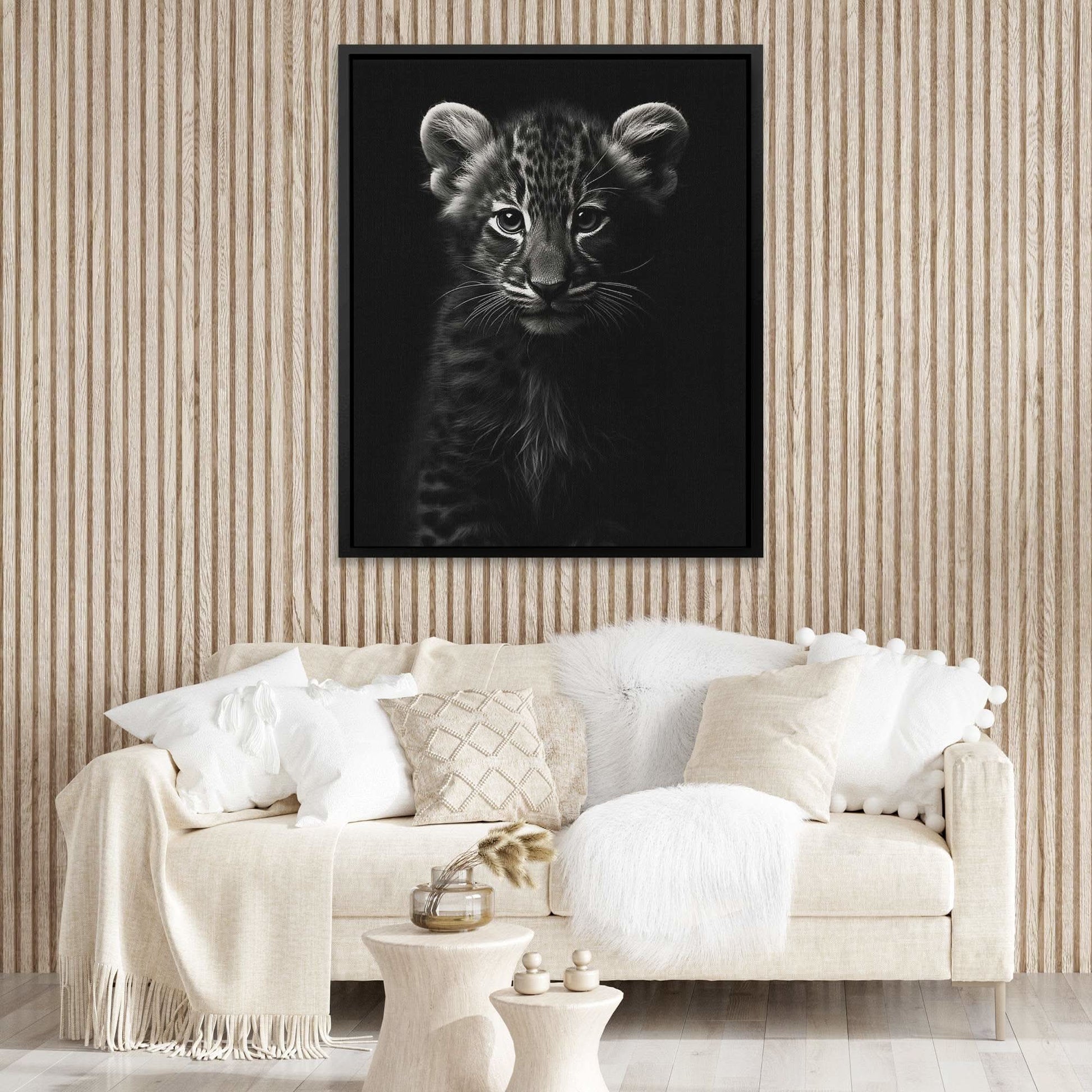 Black and White Tiger Cub - Big Cat Canvas Print