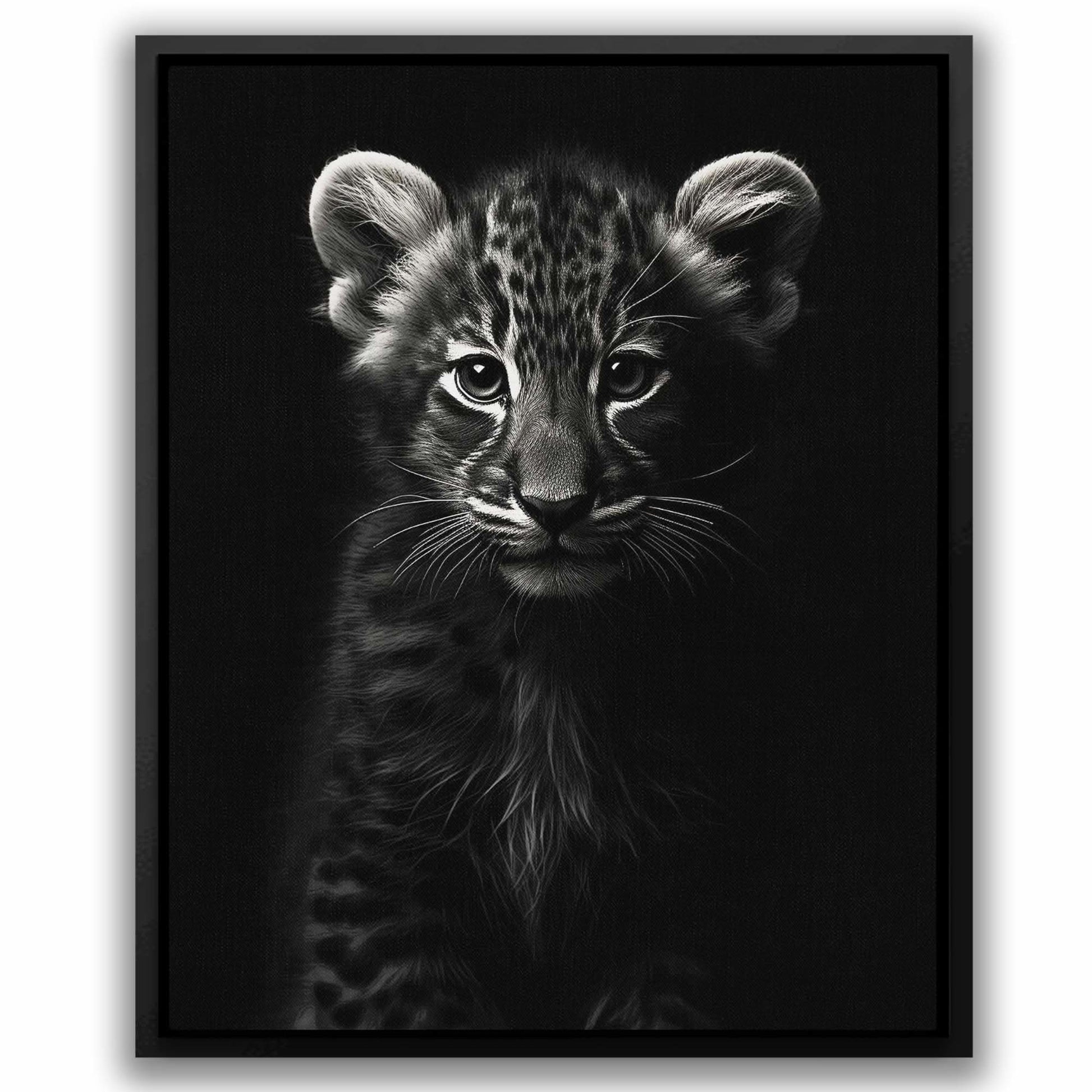 Black and White Tiger Cub - Large Canvas Print