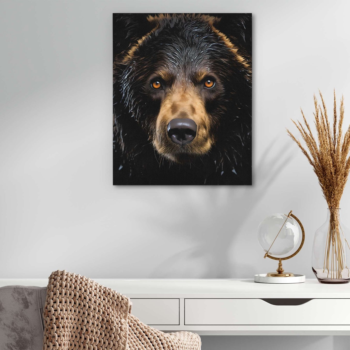 Black Bear - Black Canvas Wall Art