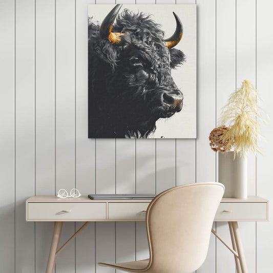 Black Bull - Wall Art in Black Frame