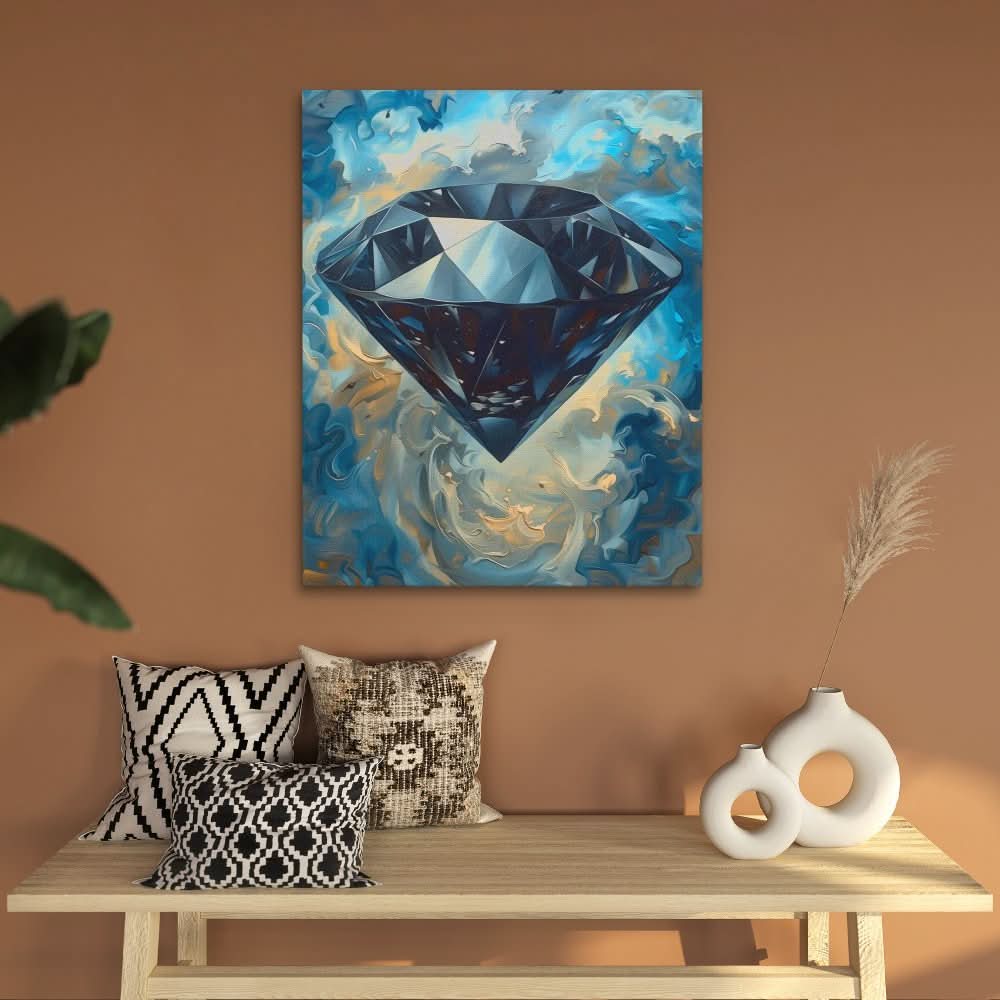 Black Diamond in the Sky - Modern Blue Canvas Wall Art