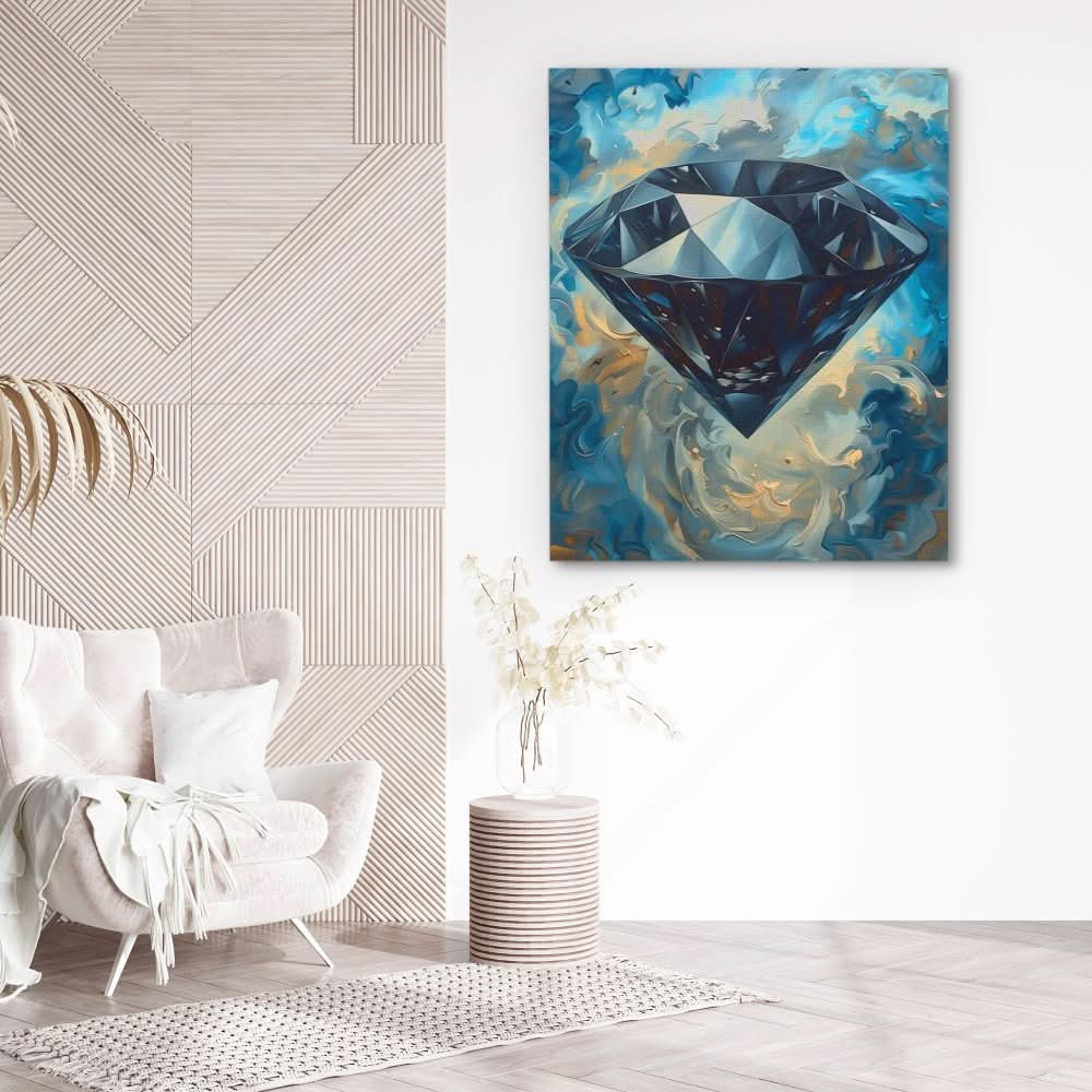 Black Diamond in the Sky - Abstract Wall Art in Black Frame