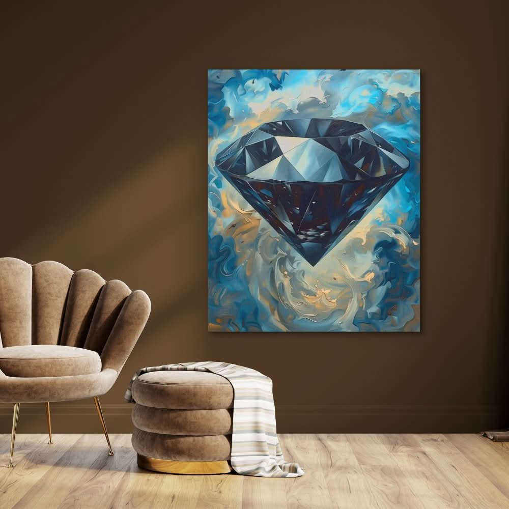 Black Diamond in the Sky - Large Abstract Canvas Print