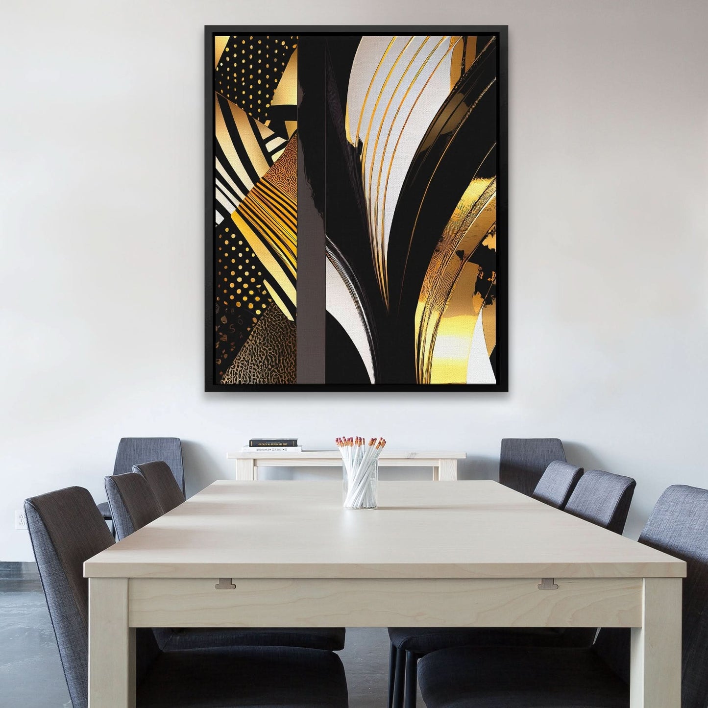 Black Gold Abstract V-1 - Large Abstract Canvas Print