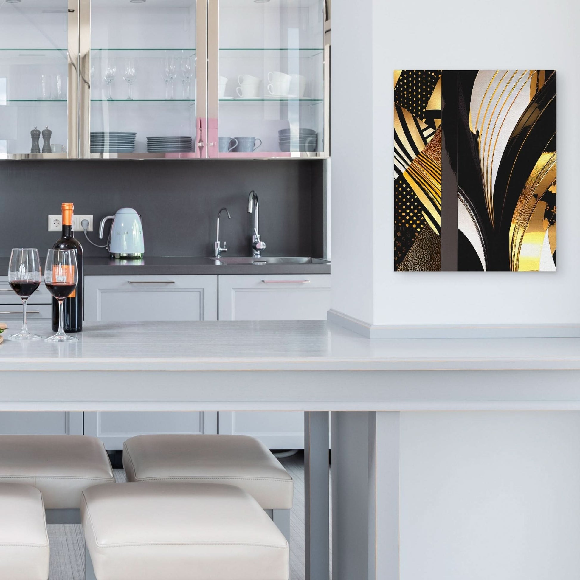 Black Gold Abstract V-1 - Abstract Wall Art Print