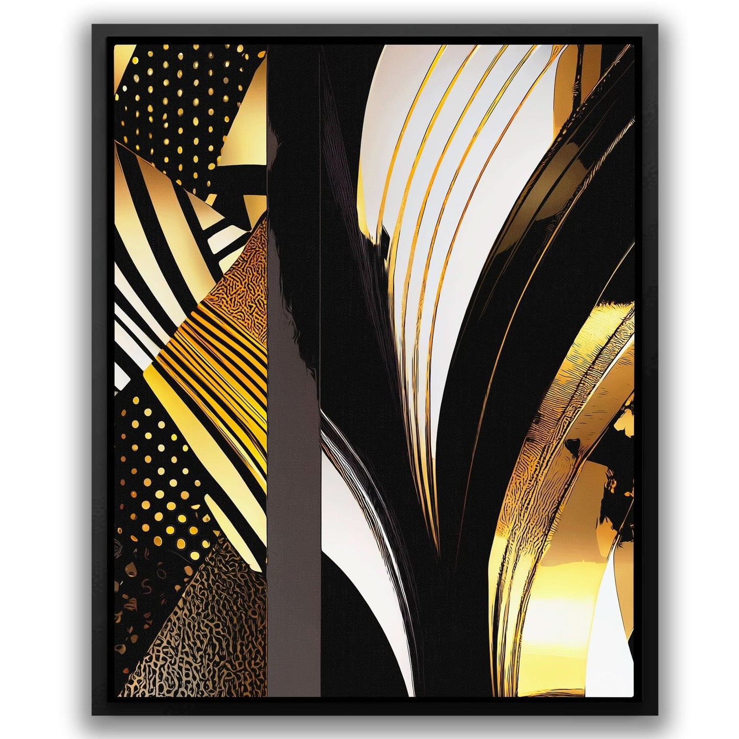 Black Gold Abstract V-1 - Framed Wall Art