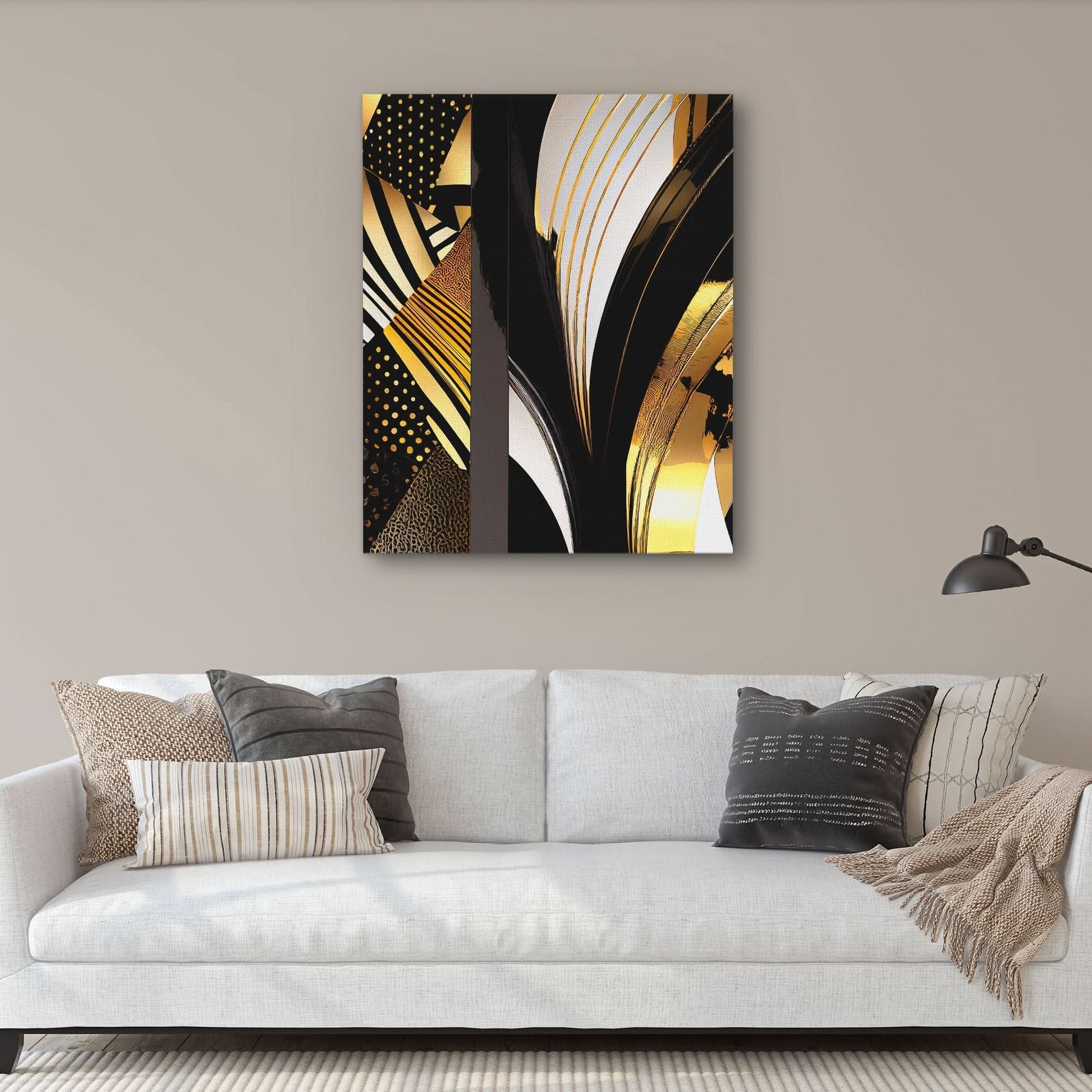 Black Gold Abstract V-1 - Abstract Black Canvas Wall Art