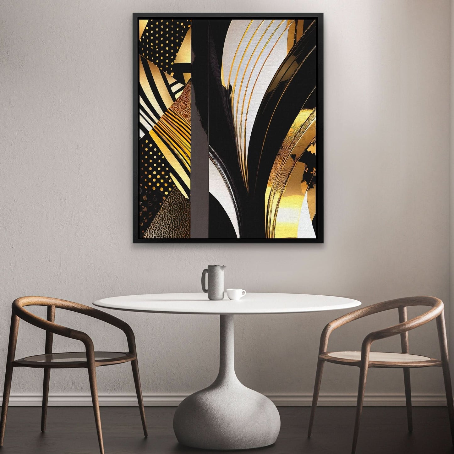 Black Gold Abstract V-1 - Black Wall Art