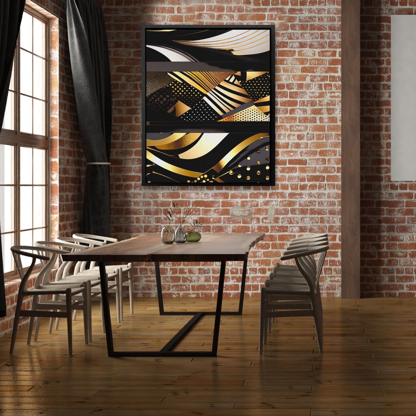 Black Gold Abstract V-2 - Wall Art