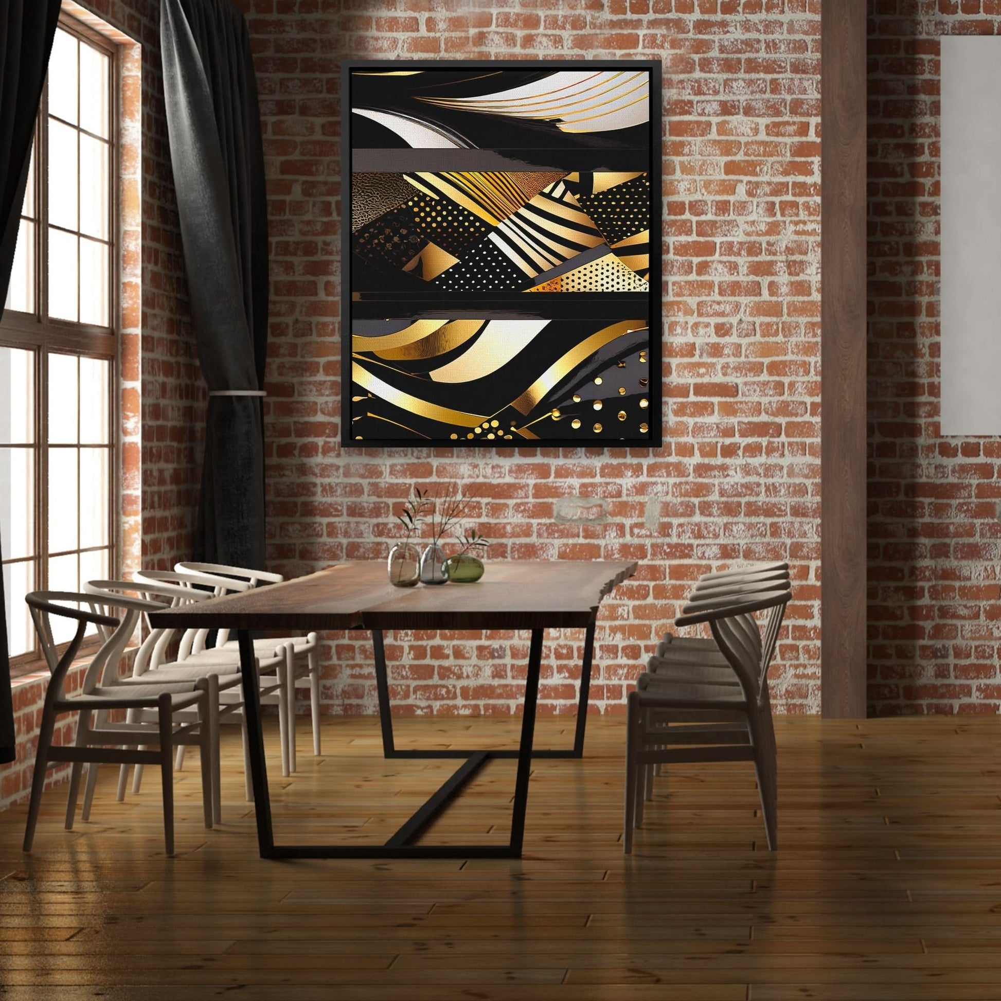Black Gold Abstract V-2 - Wall Art