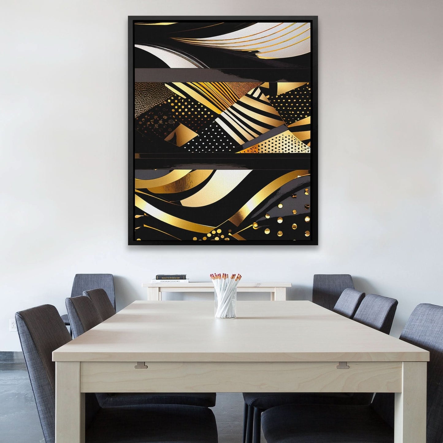 Black Gold Abstract V-2 - Black Wall Art