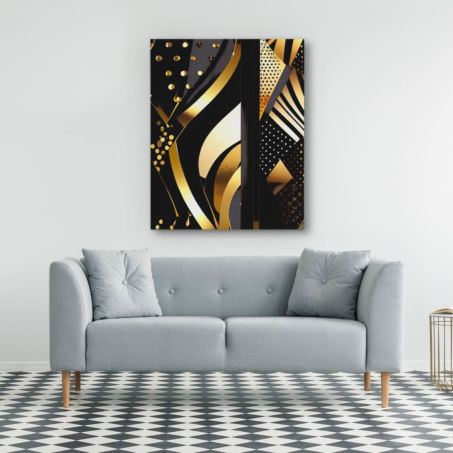 Black Gold Abstract V-3 - Black Wall Art