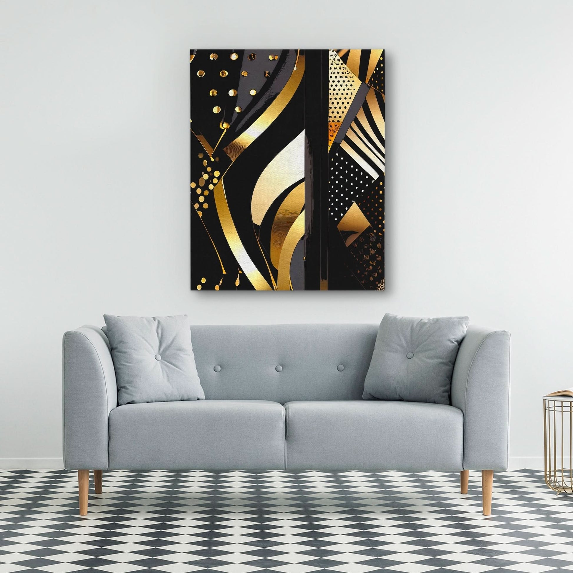 Black Gold Abstract V-3 - Black Wall Art