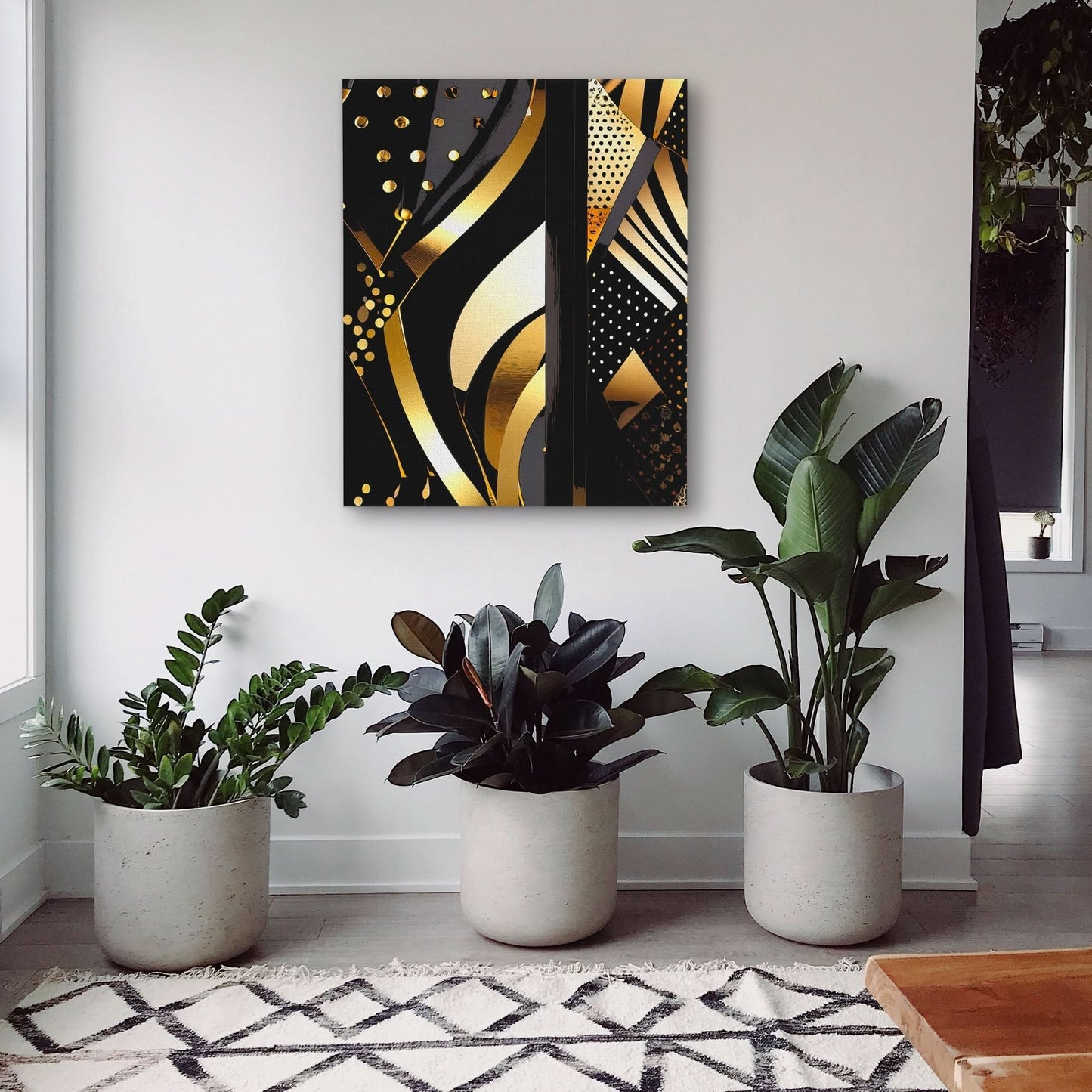 Black Gold Abstract V-3 - Abstract Black Canvas Wall Art